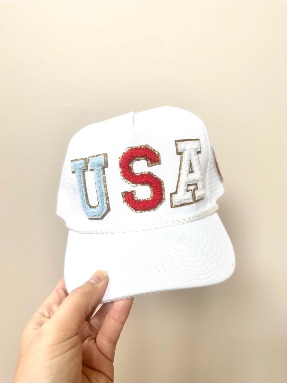 White USA Patch Trucker Hat